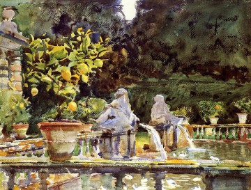  Fountain Works - Villa de Marlia A Fountain landscape John Singer Sargent